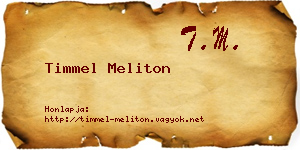 Timmel Meliton névjegykártya